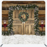 Lofaris Wood Door Pine Leaf Christmas Pillow Case Backdrop